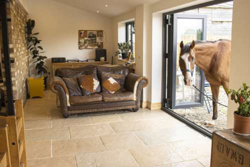 Antique Limestone in Honey Gold and Satin sealant