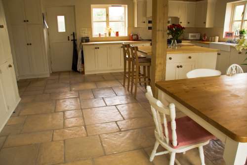 French Limestone Honey Gold finished with Satin Sealant