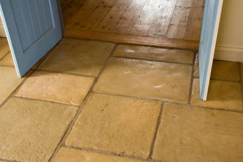 French Limestone Honey Gold finished with Satin Sealant