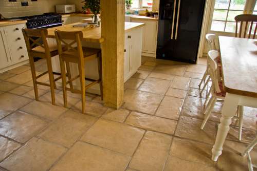French Limestone Honey Gold finished with Satin Sealant
