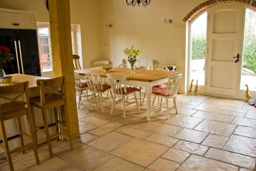 French Limestone Honey Gold finished with Satin Sealant