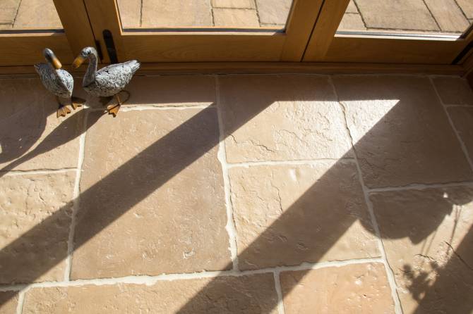Flagstone flooring for contemporary barn living